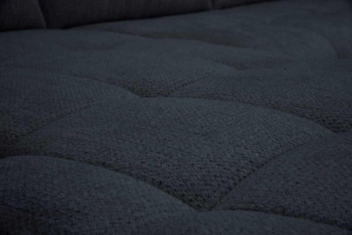 ECKSOFA Dunkelblau Chenille Armlehnenkissen, Rücken echt, Sitztiefenverstellung  - Schwarz/Dunkelblau, KONVENTIONELL, Textil/Metall (215/313cm) - Hom`in