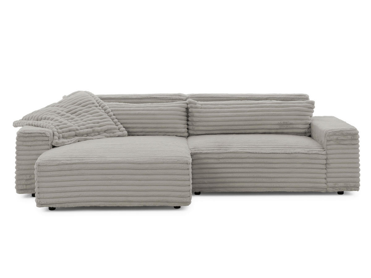 ECKSOFA Cord Grau  - Schwarz/Grau, Design, Kunststoff/Textil (251/142cm) - P & B