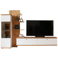 WOHNWAND  in Weiß, Eiche Bianco  303/203/50 cm  - Eiche Bianco/Anthrazit, Design, Glas/Holz (303/203/50cm) - Novel