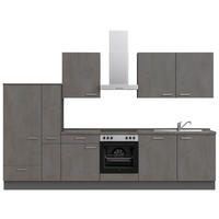 KÜCHENBLOCK 330 cm   in Schieferfarben  - Schieferfarben/Edelstahlfarben, MODERN, Holzwerkstoff/Metall (330cm) - Nobilia