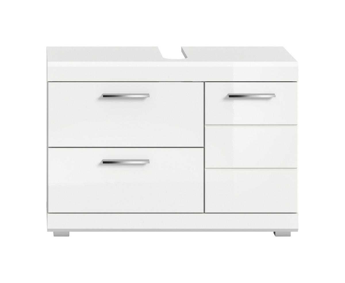 WASCHBECKENUNTERSCHRANK 80/56/34 cm  - Weiß Hochglanz/Silberfarben, Trend, Holzwerkstoff/Kunststoff (80/56/34cm) - MID.YOU