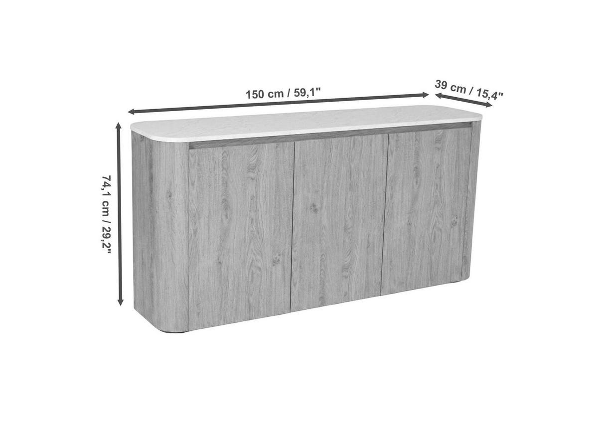 SIDEBOARD  150/74,1/39 cm  - Eichefarben/Weiß, KONVENTIONELL, Holzwerkstoff/Kunststoff (150/74,1/39cm) - MID.YOU