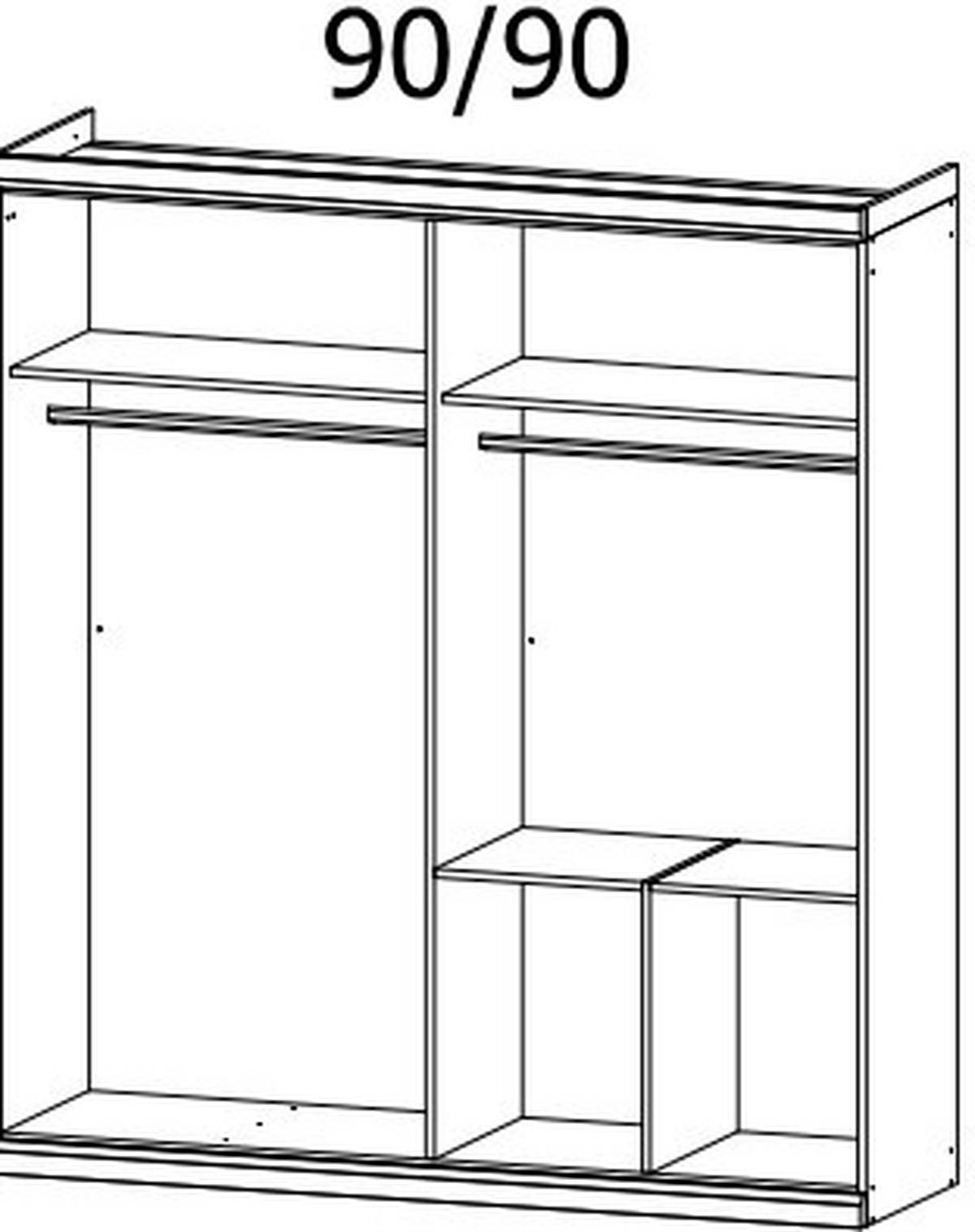 KLEIDERSCHRANK 181/203/56 cm 4-türig Dunkelgrau  - Dunkelgrau, Basics, Holzwerkstoff (181/203/56cm) - Rauch Möbel