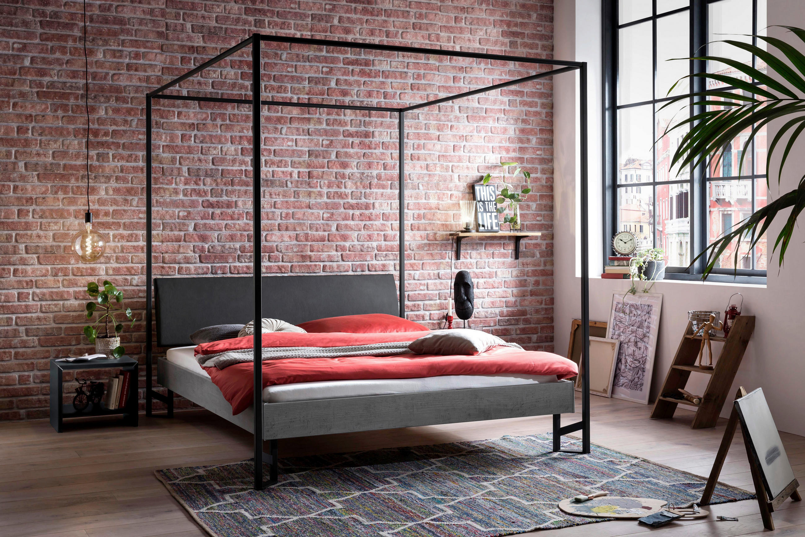 HIMMELBETT 140/200 cm  in Grau  - Anthrazit/Grau, Design, Holzwerkstoff/Textil (140/200cm) - Hasena