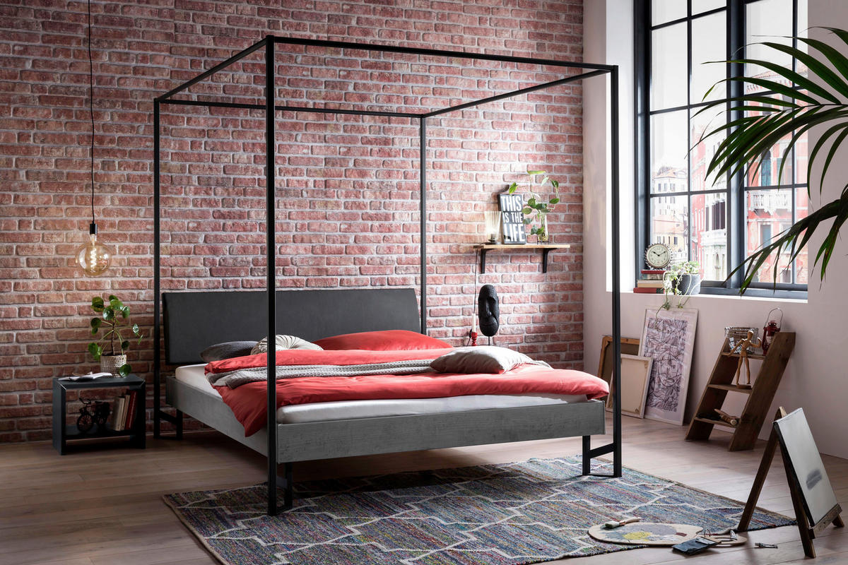 HIMMELBETT 140/200 cm  in Grau  - Anthrazit/Grau, Design, Holzwerkstoff/Textil (140/200cm) - Hasena