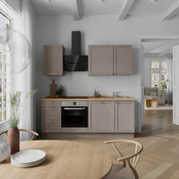 KÜCHENBLOCK Frame 210 cm  in Eichefarben, Beigebraun  - Edelstahlfarben/Eichefarben, MODERN, Holzwerkstoff/Metall (210cm) - Nobilia