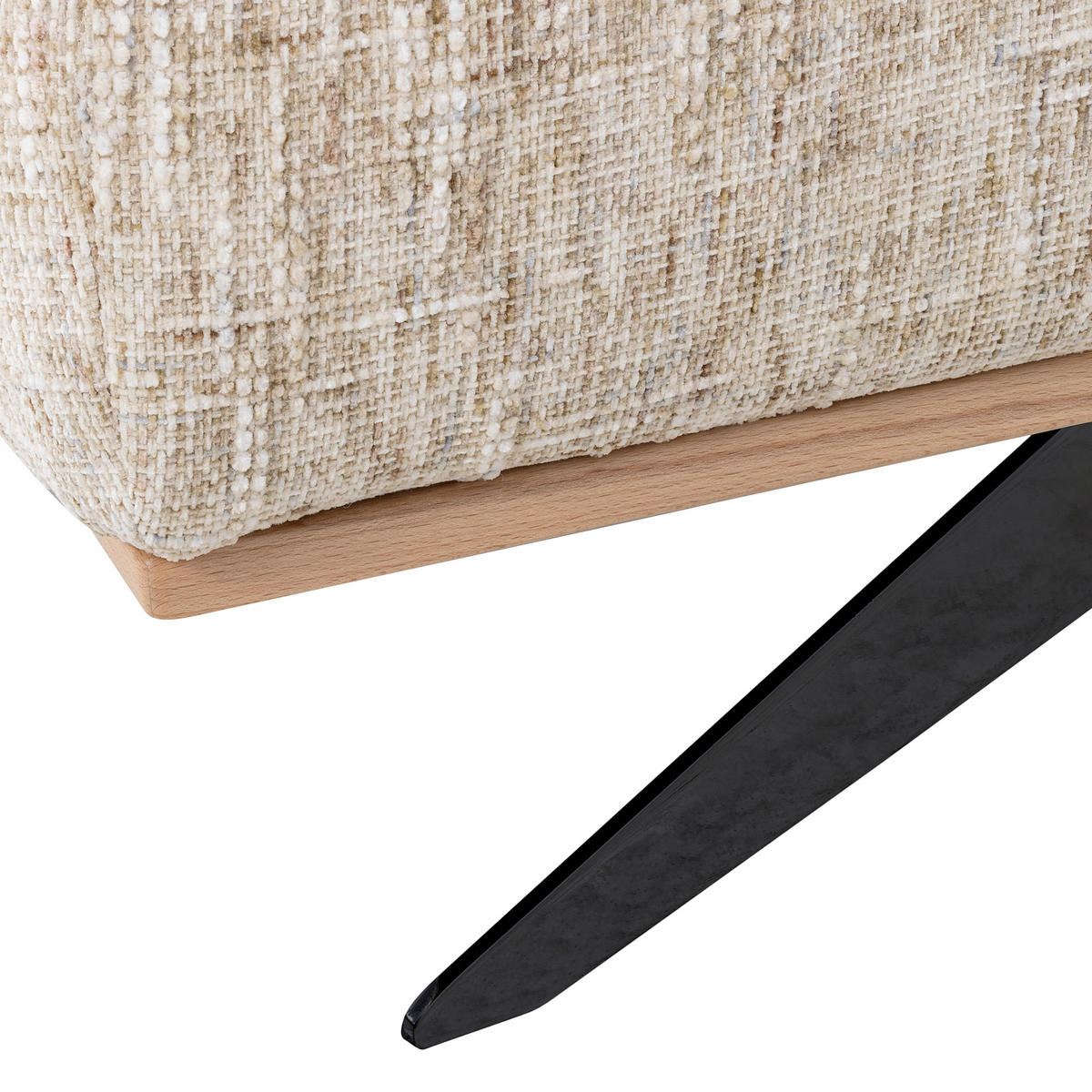 ECKSOFA PORTLAND in Struktur Beige Kopfteilverstellung  295/187 cm  - Beige/Schwarz, Design, Holz/Textil (295/187cm) - Livetastic
