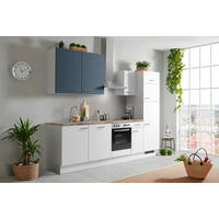 KÜCHENBLOCK 280 cm   Eichefarben, Hellgrau, Dunkelblau  - Eichefarben/Hellgrau, Basics, Holzwerkstoff/Metall (280cm) - Impuls