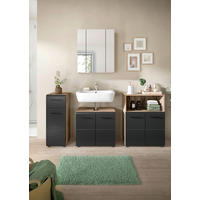 BADEZIMMER 4-teilig  in 150 cm  - Eiche dunkel/Schwarz, Basics, Holzwerkstoff/Kunststoff (150cm) - MID.YOU