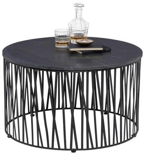 COUCHTISCH in Metall, Stein 76/76/45 cm  - Schwarz, Design, Stein/Metall (76/76/45cm)