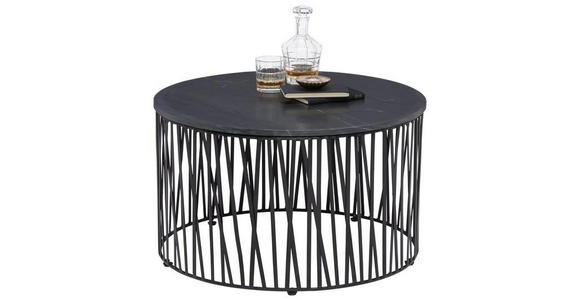 COUCHTISCH in Metall, Stein 76/76/45 cm - Schwarz, Design, Stein/Metall (76/76/45cm) - Novel