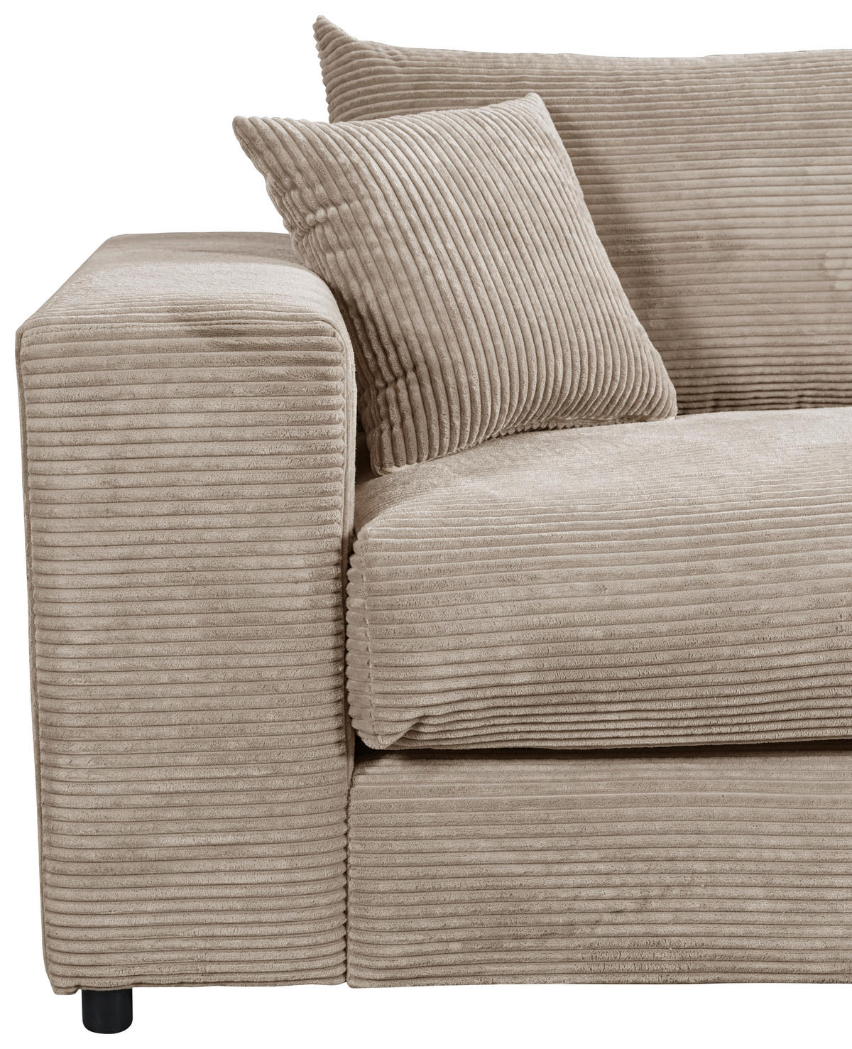 ECKSOFA in Cord, Velours Hellbraun  265/180 cm  - Hellbraun/Schwarz, Basics, Kunststoff/Textil (265/180cm) - Livetastic