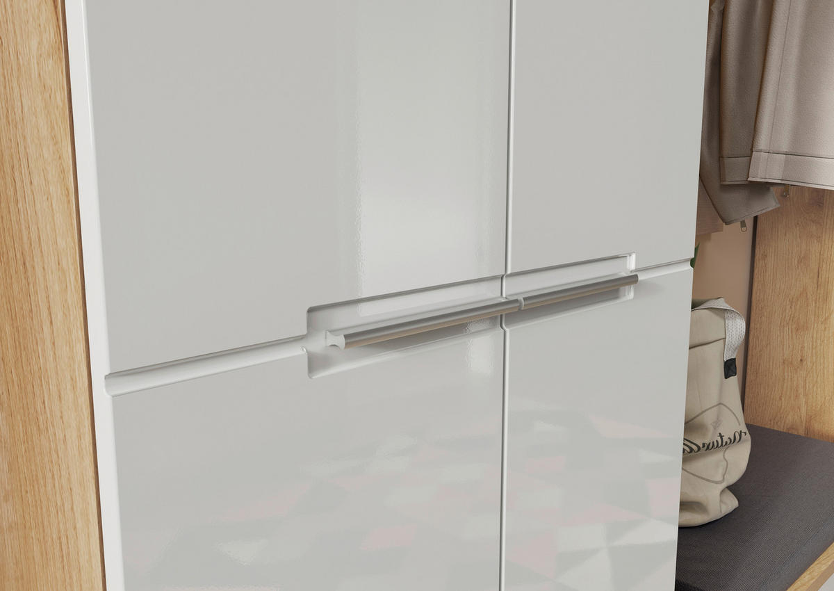 GARDEROBENSCHRANK  in 60/200/41 cm  - Weiß Hochglanz/Eichefarben, MODERN, Holzwerkstoff/Metall (60/200/41cm) - Germania