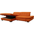 ECKSOFA in Mikrofaser Orange  198/290 cm  - Schwarz/Orange, Design, Textil/Metall (198/290cm) - Xora