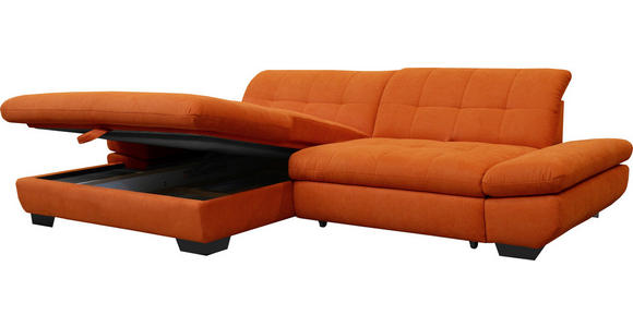 ECKSOFA in Mikrofaser Orange  198/290 cm  - Schwarz/Orange, Design, Textil/Metall (198/290cm) - Xora