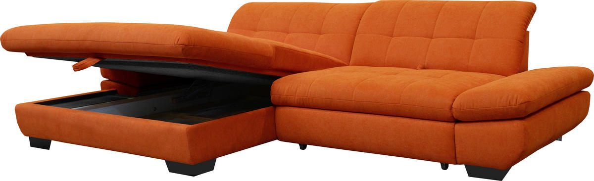 ECKSOFA in Mikrofaser Orange  198/290 cm  - Schwarz/Orange, Design, Textil/Metall (198/290cm) - Xora