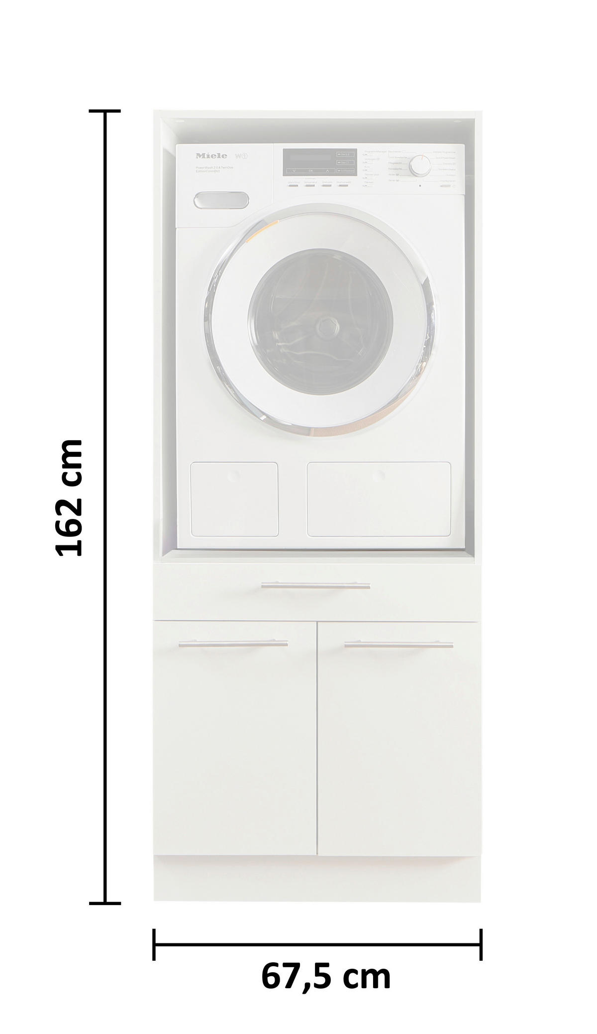 WASCHMASCHINENSCHRANK 67,5/162/67,5 cm  in Weiß  - Silberfarben/Schwarz, Design, Holzwerkstoff/Kunststoff (67,5/162/67,5cm)