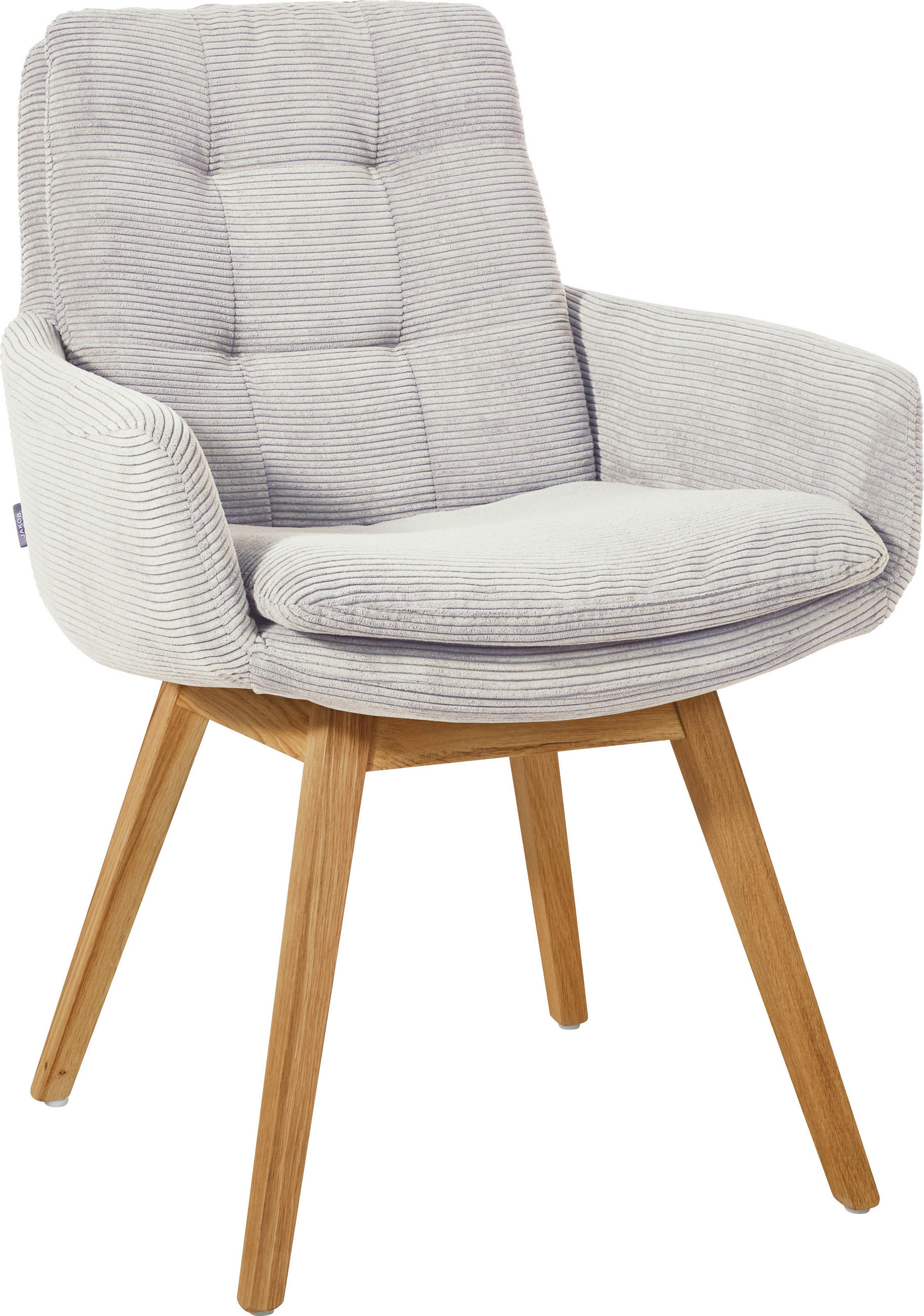 ARMLEHNSTUHL  in Cord  - Eichefarben/Hellgrau, Design, Holz/Textil (63/90/69cm) - Johann Jakob