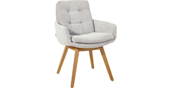 ARMLEHNSTUHL  Stoffauswahl, Typenauswahl, Gestellauswahl Cord  - Eichefarben/Hellgrau, Design, Holz/Textil (63/90/69cm) - Johann Jakob