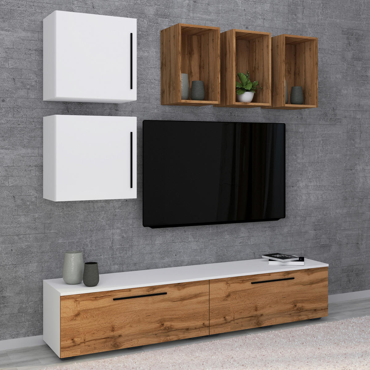WOHNWAND  in Weiss, Honigeiche 190/200/40 cm  - Honigeiche/Weiss, Modern, Holzwerkstoff/Kunststoff (190/200/40cm) - MID.YOU