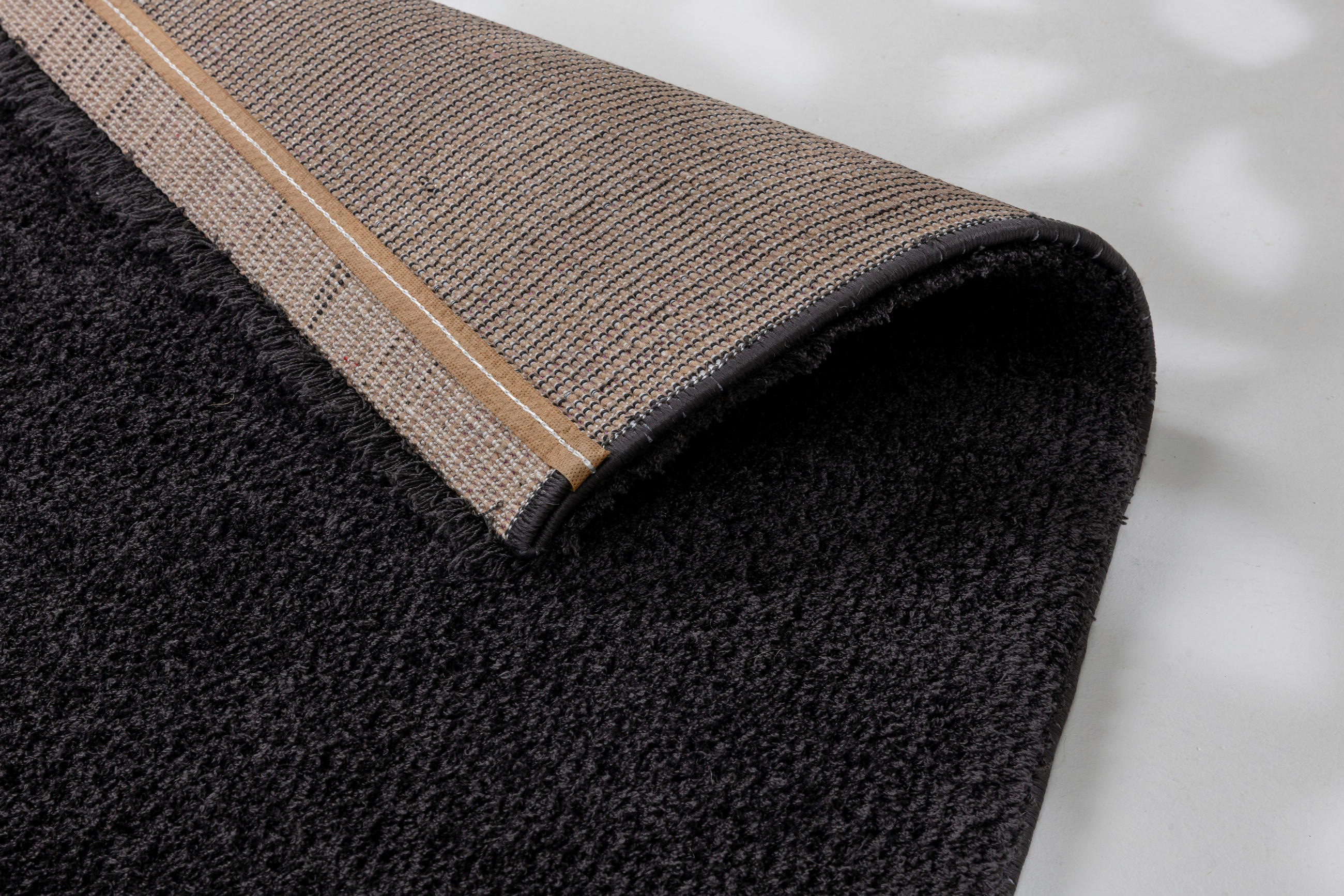 Thumbnail - Novel Hochflorteppich Salerno, Anthrazit, Textil, Uni, rechteckig, 80x150 cm, für Fußbodenheizung geeignet, antistatisch...