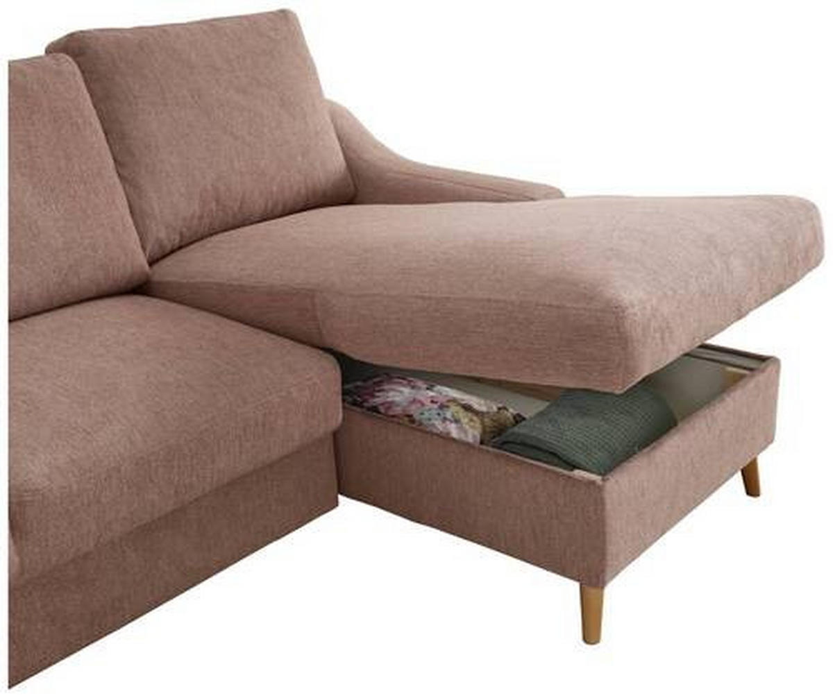 ECKSOFA in Mikrofaser Dunkelrosa  - Dunkelrosa/Naturfarben, Design, Holz/Textil (228/150cm) - MID.YOU