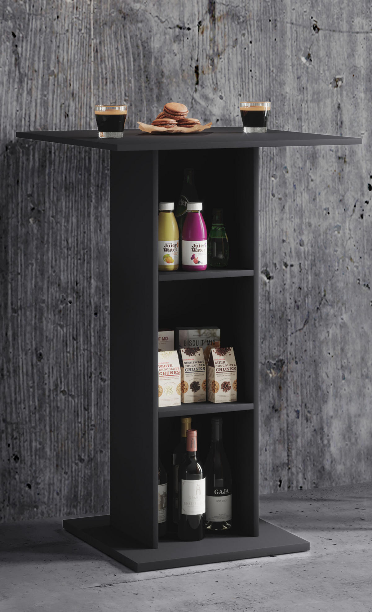 BARTISCH Schwarz  - Schwarz, Basics, Holzwerkstoff (70/70/108cm) - MID.YOU