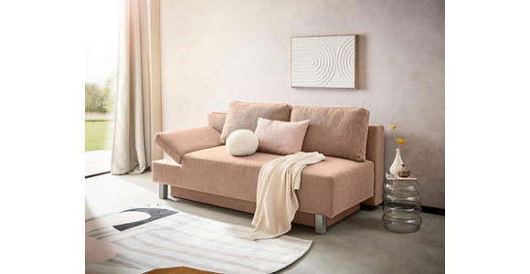 SCHLAFSOFA Flachgewebe Altrosa - Chromfarben/Altrosa, Design, Holz/Textil (205/77-93/99cm) - Novel