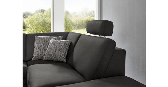 ECKSOFA Latina in Mikrofaser Anthrazit  275/242 cm  - Anthrazit/Alufarben, Design, Textil/Metall (275/242cm) - Dieter Knoll