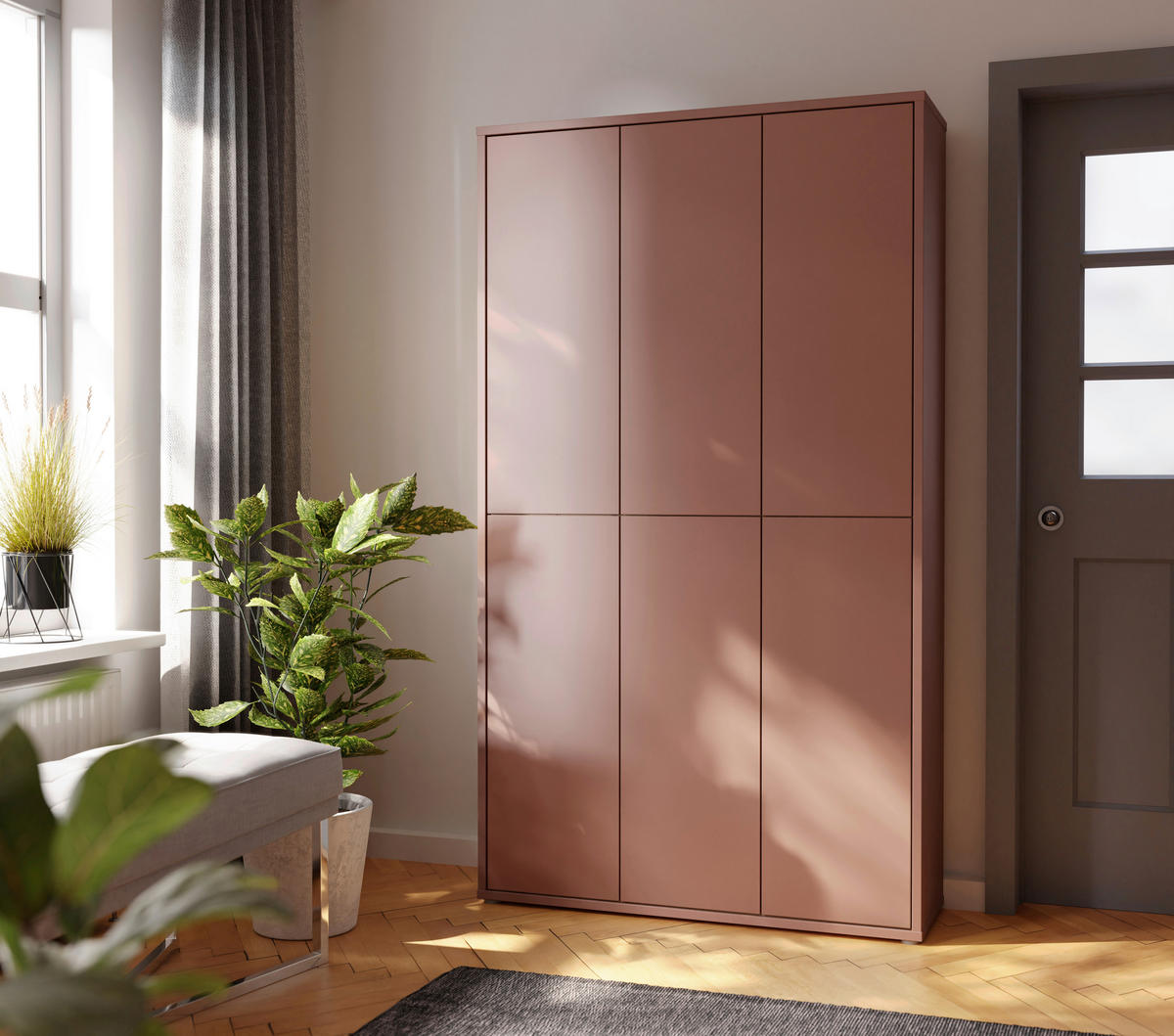 SCHUHSCHRANK  in 110/192/35 cm  - Terracotta/Grau, Basics, Holzwerkstoff/Kunststoff (110/192/35cm) - Xora