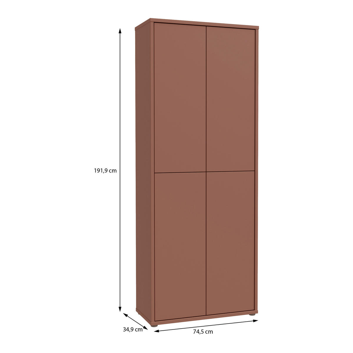 SCHUHSCHRANK Terracotta  - Terracotta/Grau, Basics, Holzwerkstoff/Kunststoff (74,5/191,9/34,9cm) - Carryhome