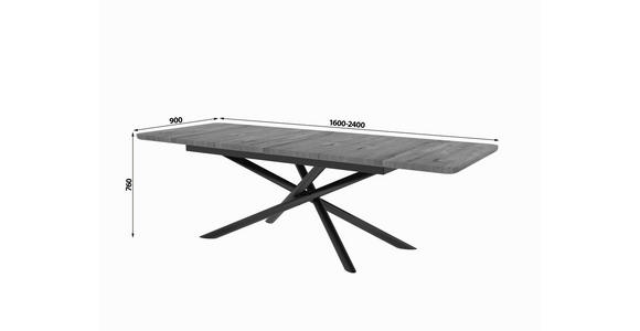 AUSZIEHTISCH in Holz 160 (240)/90/75 cm  - Wildeiche/Schwarz, Basics, Holz/Metall (160 (240)/90/75cm) - Linea Natura