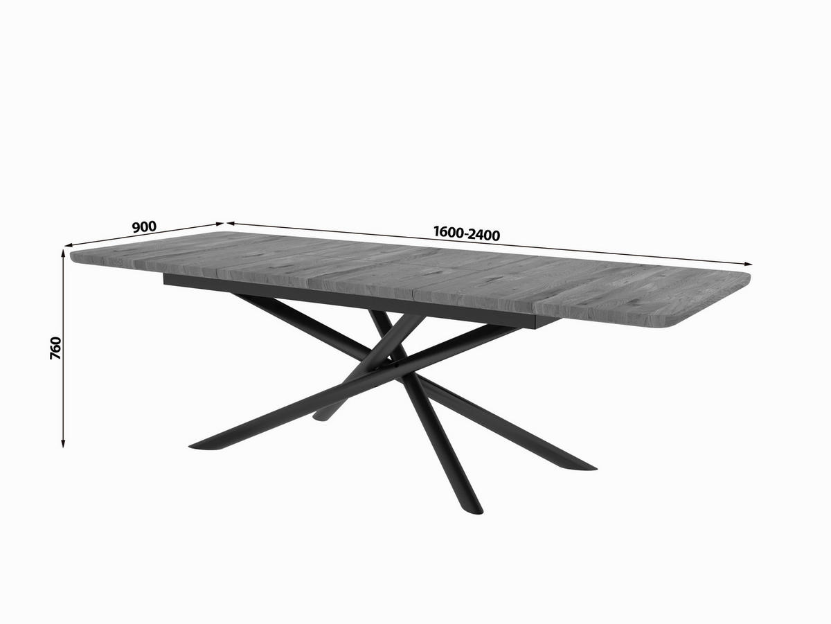 AUSZIEHTISCH in Holz 160 (240)/90/75 cm  - Wildeiche/Schwarz, Basics, Holz/Metall (160 (240)/90/75cm) - Linea Natura