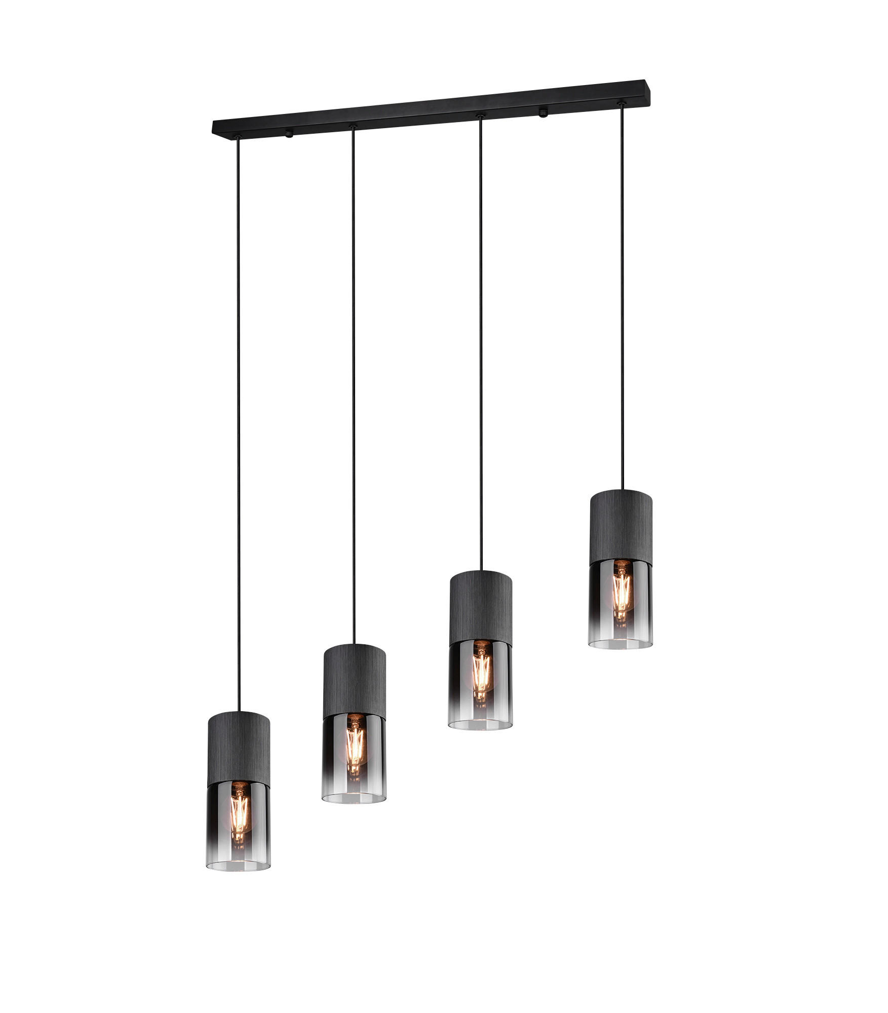 HÄNGELEUCHTE 80,5/10/23-150 cm    - Schwarz, Design, Glas/Metall (80,5/10/23-150cm)