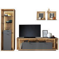 WOHNWAND  in Grau, Eichefarben 286/209/40 cm  - Eichefarben/Grau, Design, Glas/Holzwerkstoff (286/209/40cm) - MID.YOU