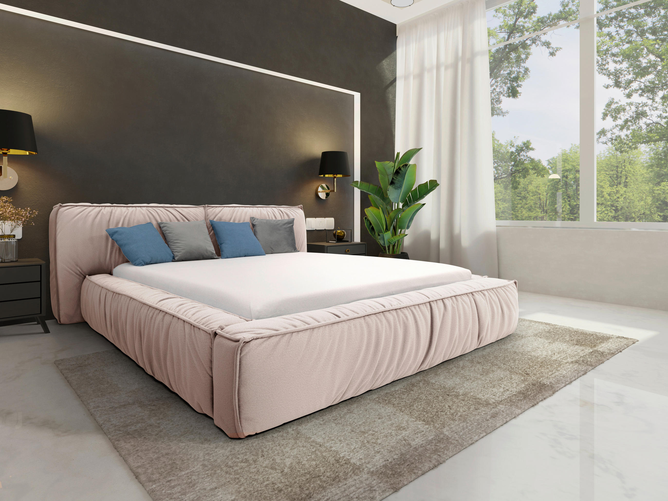 POLSTERBETT Lattenrost, Bettkasten 180/200 cm  in Beige  - Beige/Schwarz, Design, Holz/Textil (180/200cm) - Boxxx