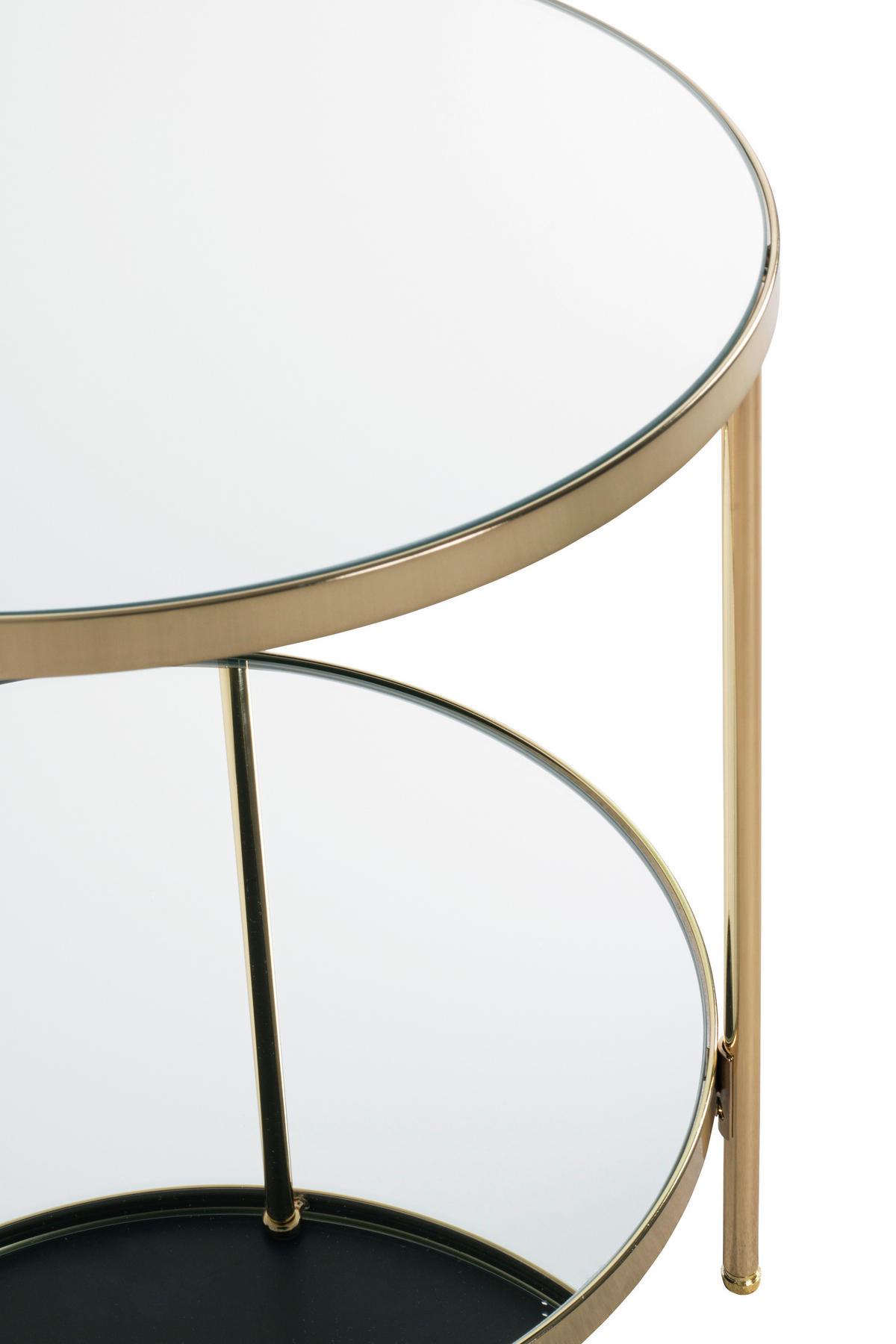BEISTELLTISCH 45/45/46 cm Messingfarben rund  - Messingfarben, Trend, Glas/Metall (45/45/46cm)