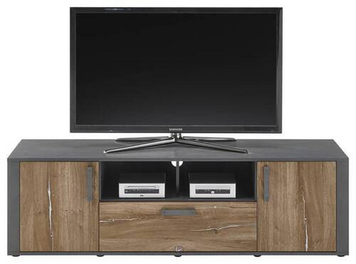 TV-SZEKRÉNY 166/49/42 cm  - ótölgy/sötétszürke, Konventionell, műanyag/faalapú anyag (166/49/42cm) - MID.YOU
