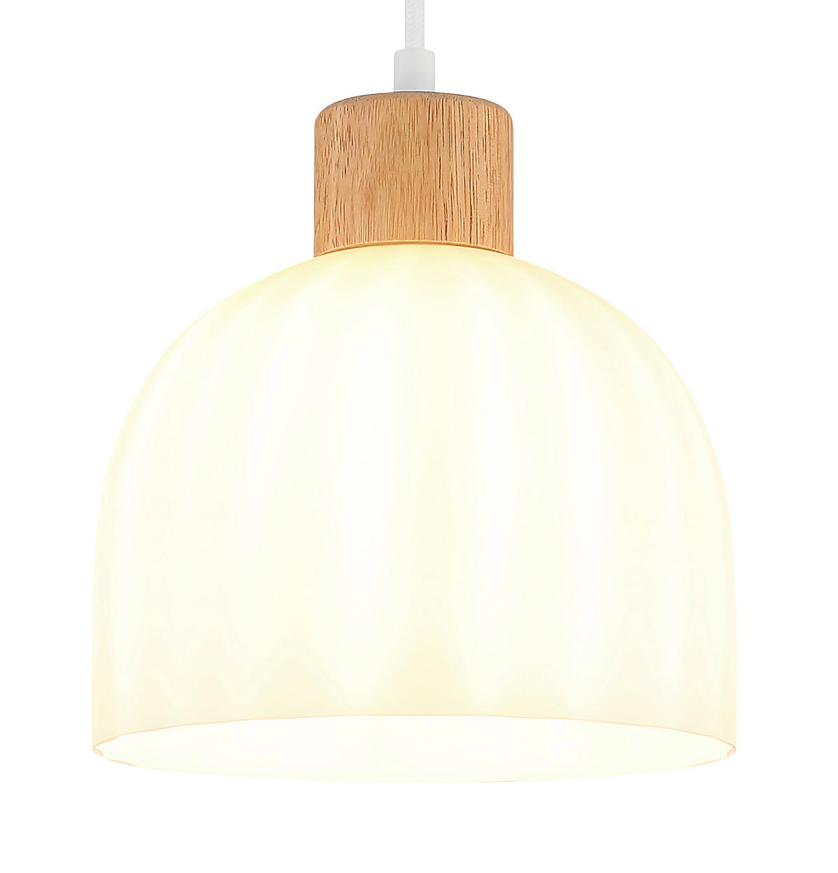 HÄNGELEUCHTE Swanson 20/120 cm  - Opal/Braun, Design, Glas/Holz (20/120cm) - Globo