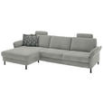 ECKSOFA  in Chenille, Flachgewebe Silberfarben  175/316 cm  - Silberfarben/Schwarz, Design, Textil/Metall (175/316cm) - Dieter Knoll