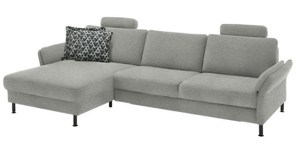 ECKSOFA  in Chenille, Flachgewebe Silberfarben  175/316 cm  - Silberfarben/Schwarz, Design, Textil/Metall (175/316cm) - Dieter Knoll