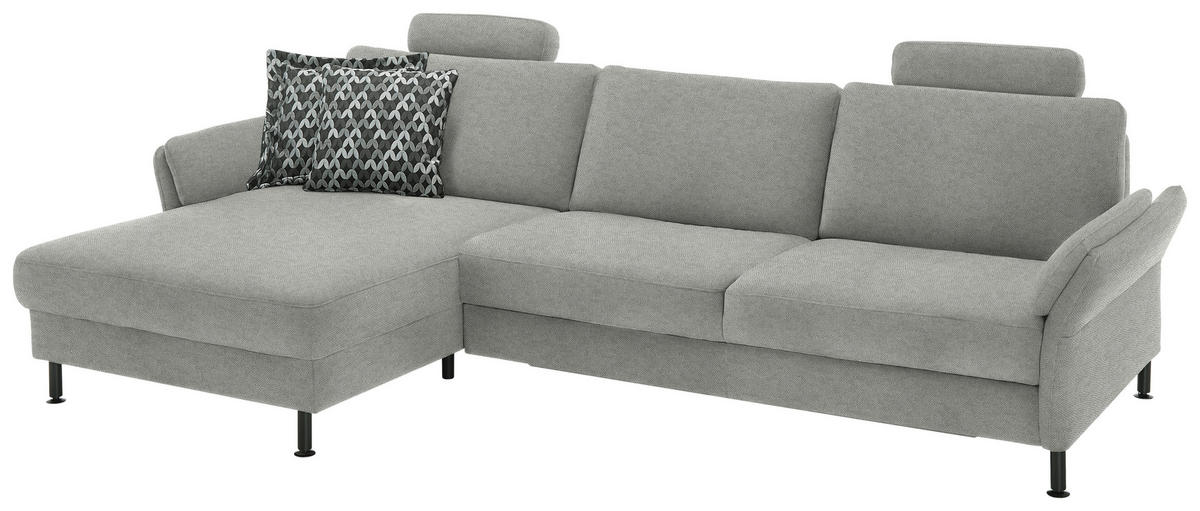 ECKSOFA  in Chenille, Flachgewebe Silberfarben  175/316 cm  - Silberfarben/Schwarz, Design, Textil/Metall (175/316cm) - Dieter Knoll