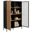 HIGHBOARD  in 103/167/38 cm  - Eiche Wotan/Schwarz, KONVENTIONELL, Glas/Holzwerkstoff (103/167/38cm) - Xora