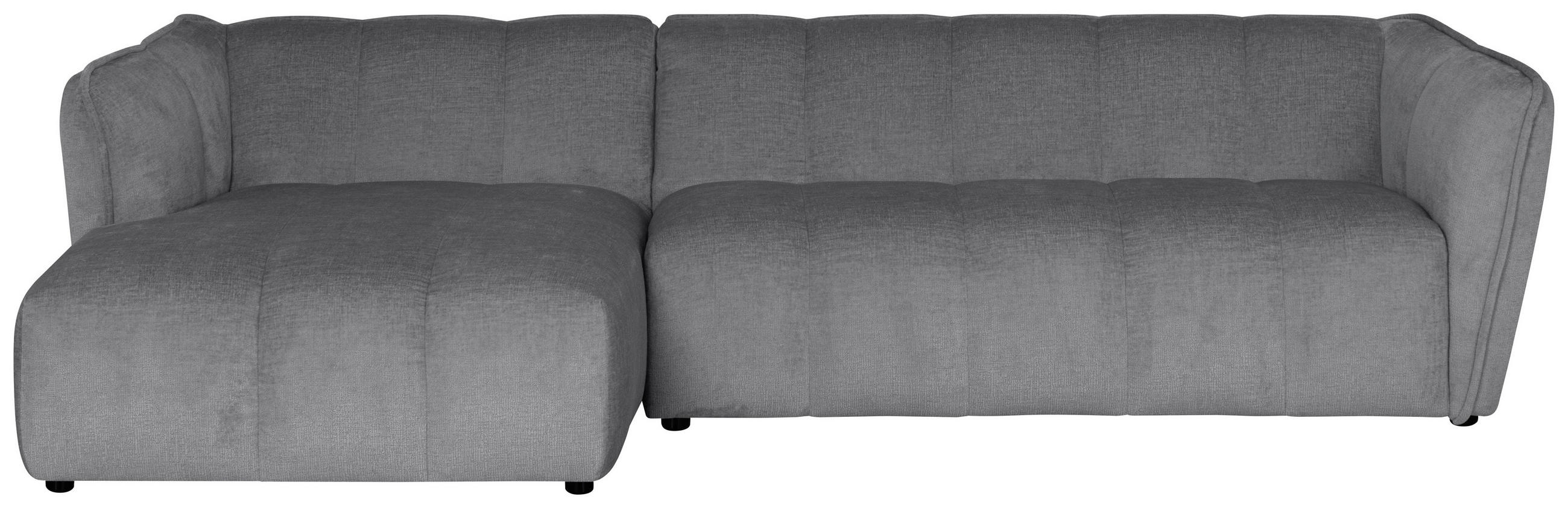 ECKSOFA LIVOLI in Chenille Hellgrau  246/160 cm  - Hellgrau/Schwarz, Design, Textil (246/160cm) - MID.YOU