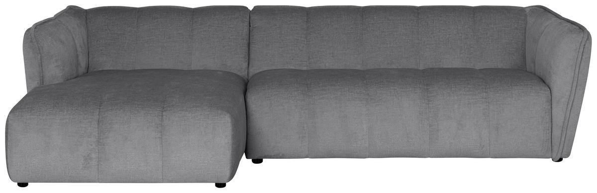 ECKSOFA LIVOLI in Chenille Hellgrau  246/160 cm  - Hellgrau/Schwarz, Design, Textil (246/160cm) - MID.YOU