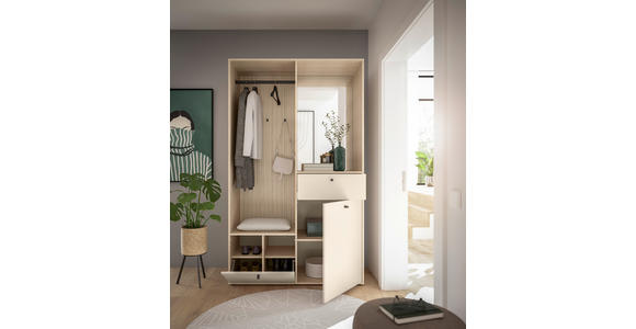 GARDEROBE 4-teilig  in 120/200/50 cm  - Kaschmir/Eichefarben, Design, Glas/Holzwerkstoff (120/200/50cm) - Xora