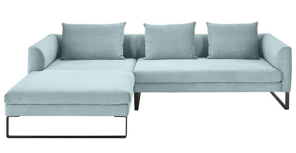 ECKSOFA Hellblau Cord Rückenkissen, Rücken echt  - Schwarz/Hellblau, KONVENTIONELL, Textil/Metall (178/284cm) - Hom`in