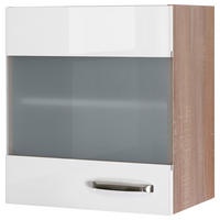 KÜCHENOBERSCHRANK  in Sonoma Eiche, Weiß Hochglanz  - Edelstahlfarben/Weiß Hochglanz, MODERN, Holzwerkstoff/Metall (50/54,8/32cm) - FlexWell