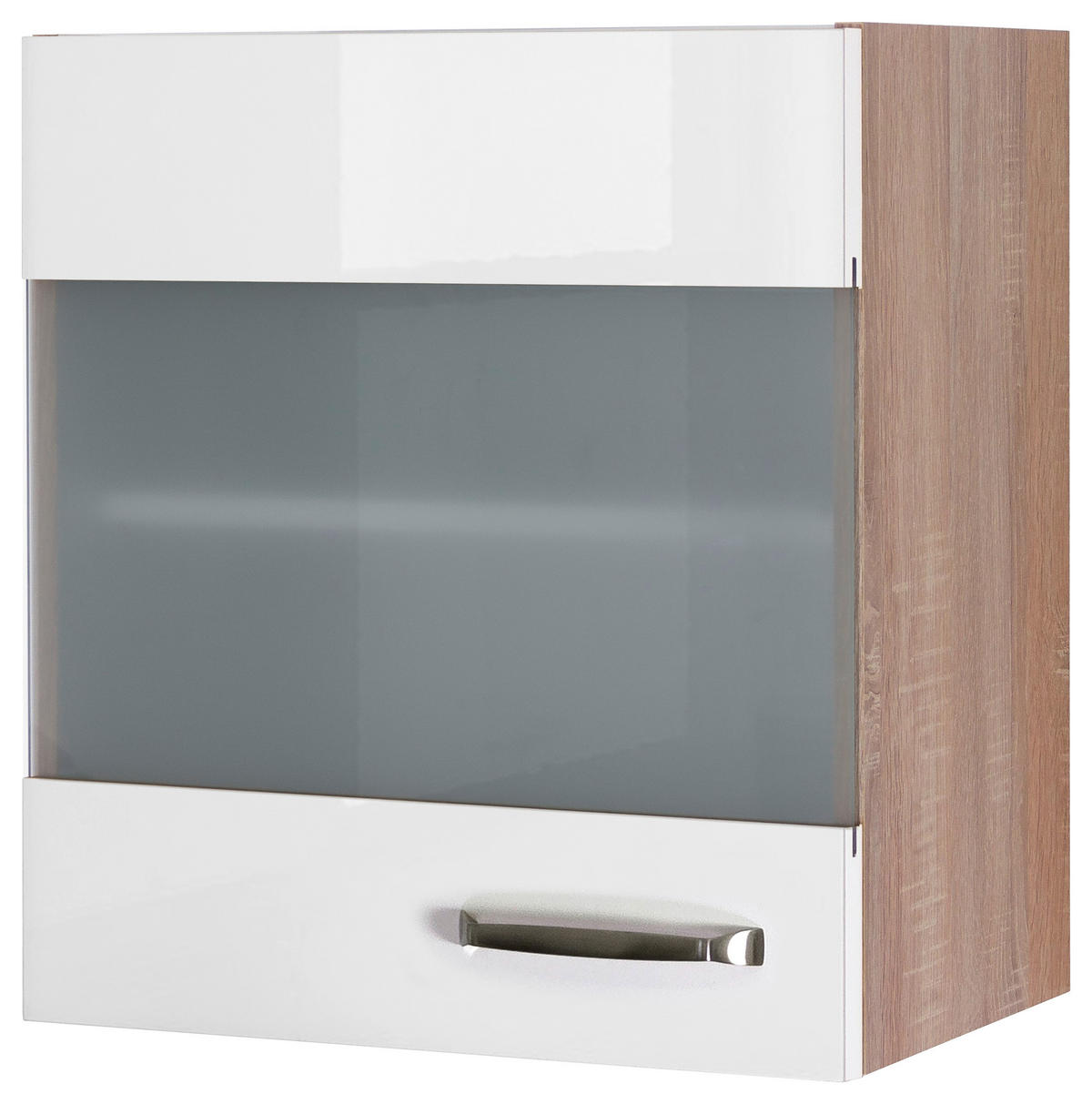 KÜCHENOBERSCHRANK  in Sonoma Eiche, Weiß Hochglanz  - Edelstahlfarben/Weiß Hochglanz, MODERN, Holzwerkstoff/Metall (50/54,8/32cm) - FlexWell