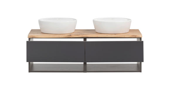 WASCHTISCHKOMBI 121 cm  - Graphitfarben/Weiß, Natur, Keramik/Holzwerkstoff (121cm) - Xora